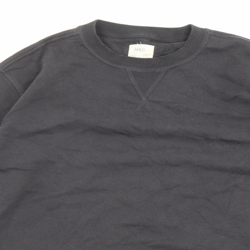 Marks and Spencer Mens Black Cotton Pullover Sweatshirt Size S