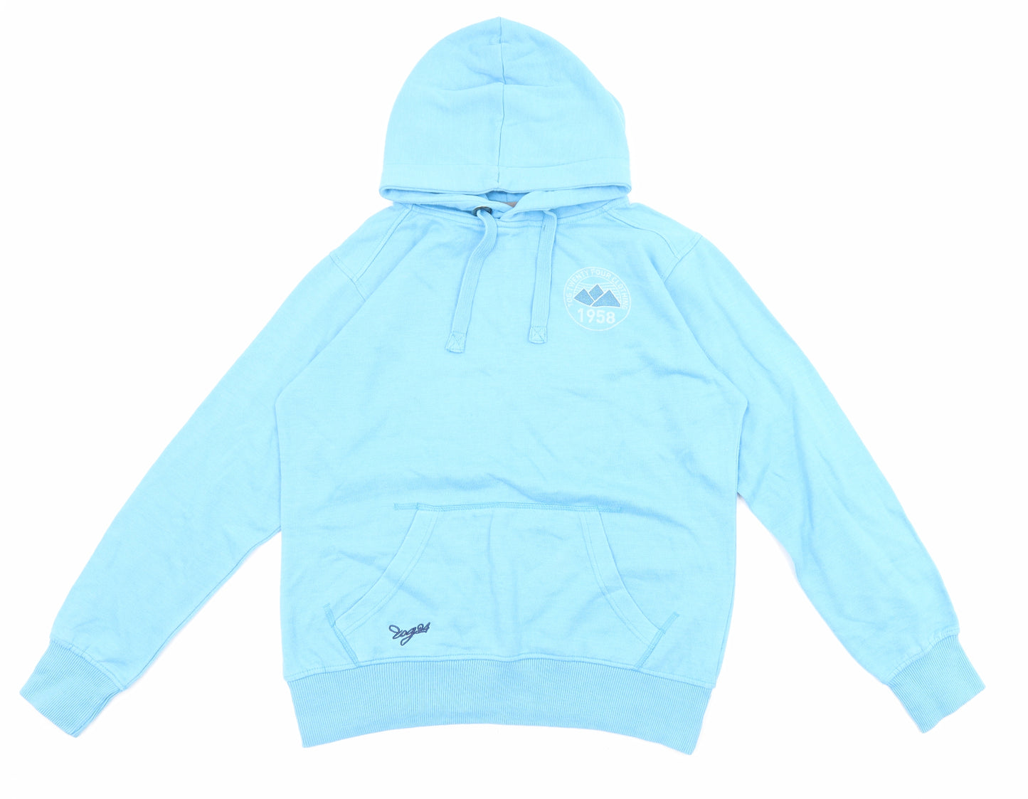 TOG24 Womens Blue Cotton Pullover Hoodie Size 12 Pullover - Logo, Size 12-14