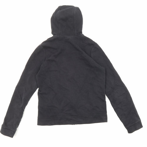 Nike Boys Black Cotton Full Zip Hoodie Size 12-13 Years Zip - Embroidered Logo, Pockets
