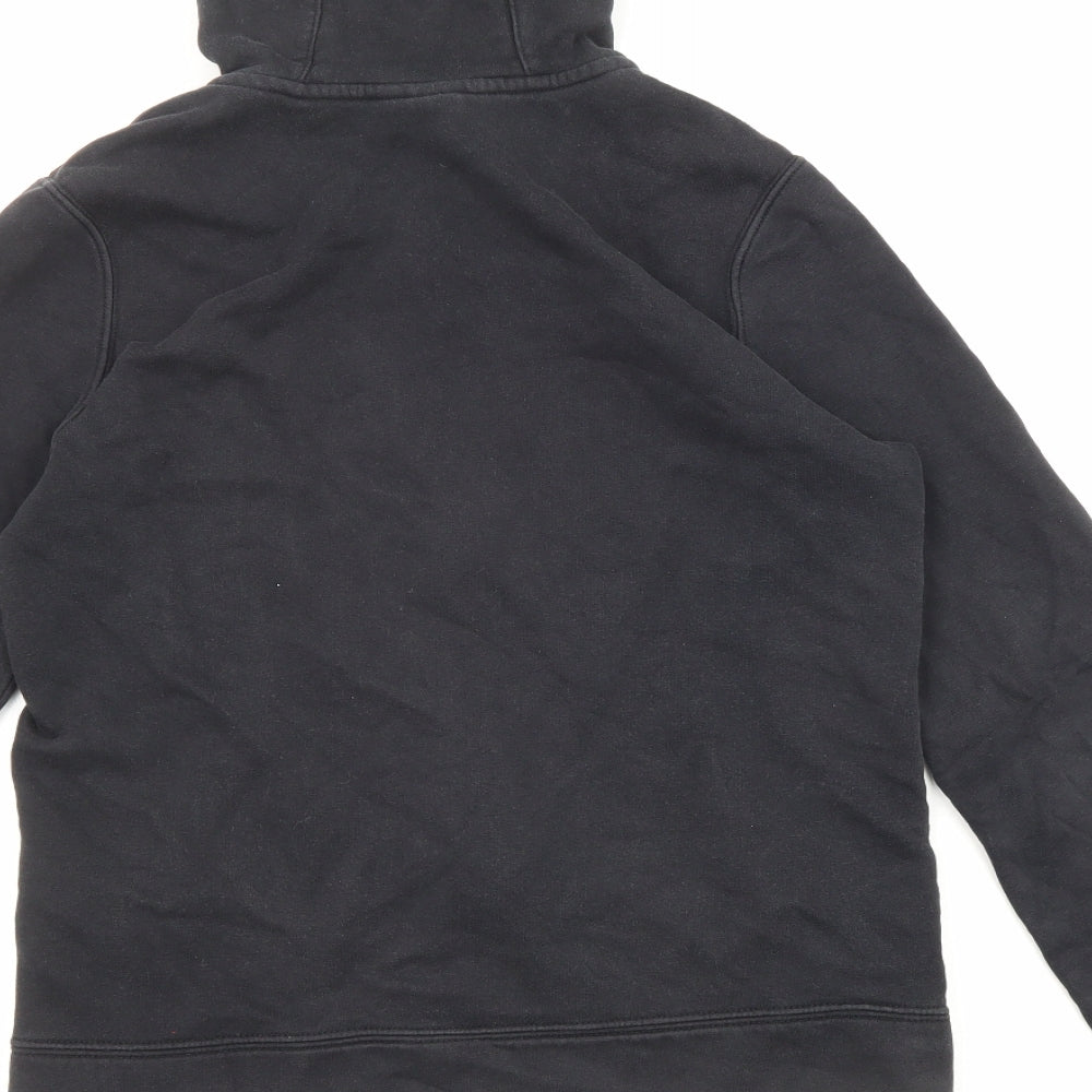 Nike Boys Black Cotton Full Zip Hoodie Size 12-13 Years Zip - Embroidered Logo, Pockets