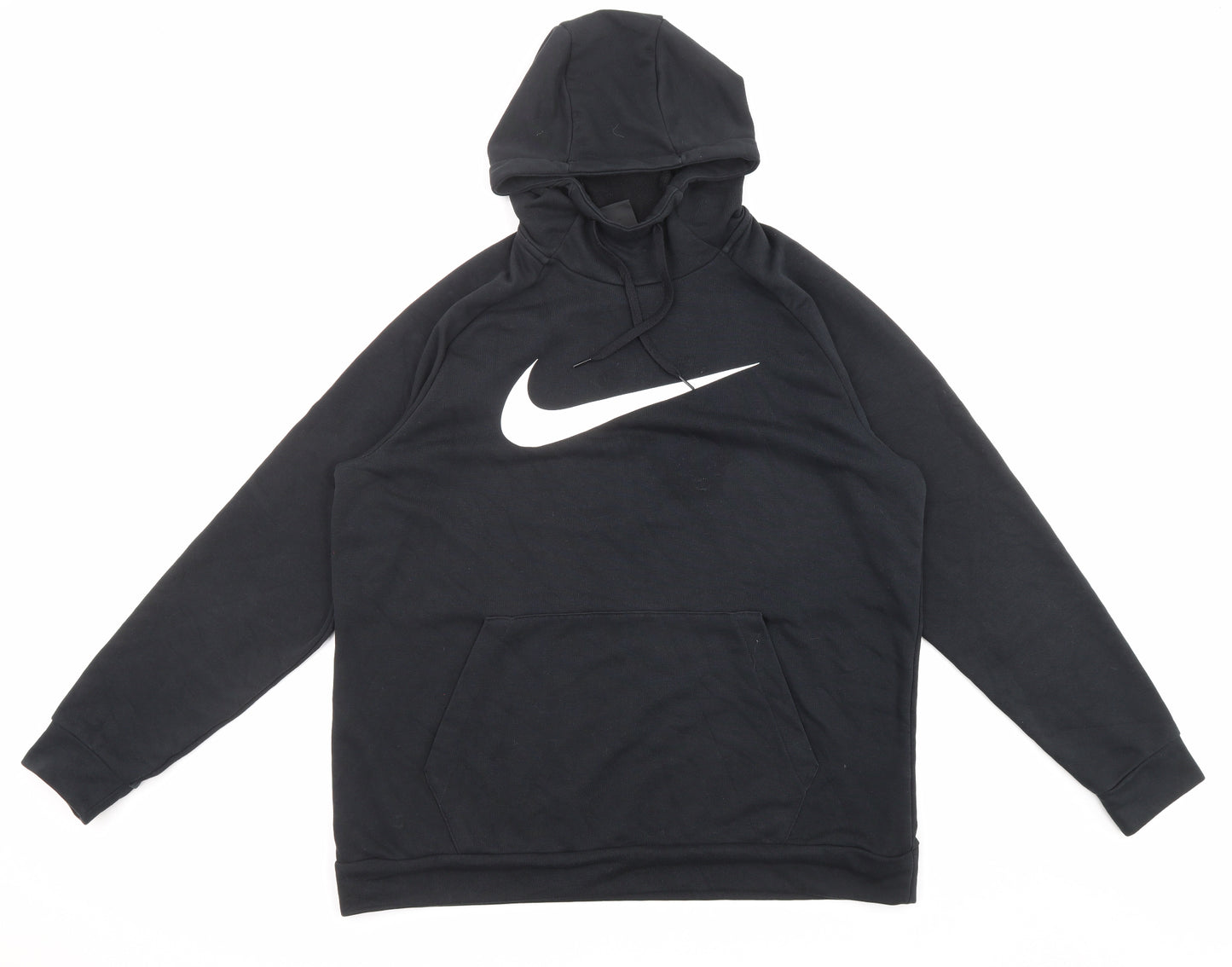Nike Mens Black Cotton Pullover Hoodie Size L - Printed Logo