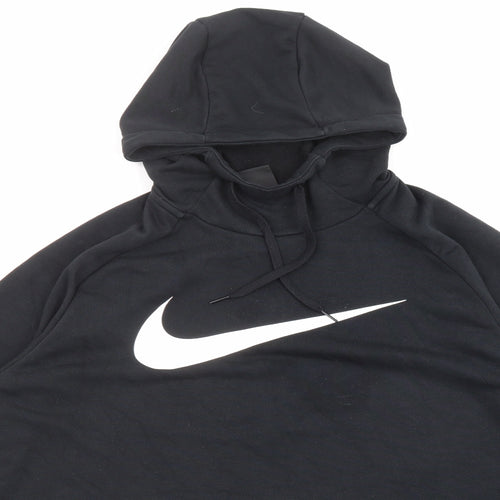 Nike Mens Black Cotton Pullover Hoodie Size L - Printed Logo