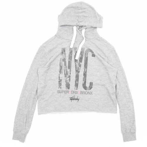 Superdry Womens Grey Cotton Pullover Hoodie Size M Pullover - NYC Superdry