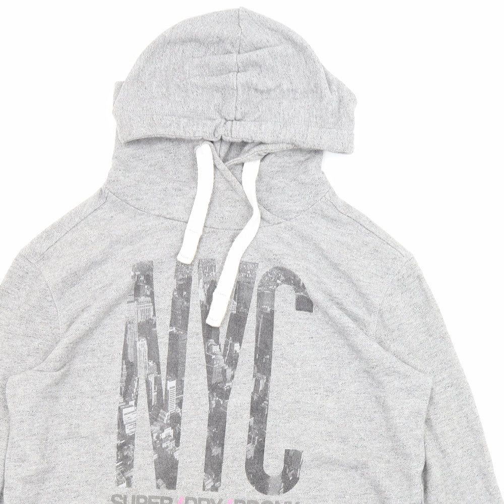 Superdry Womens Grey Cotton Pullover Hoodie Size M Pullover - NYC Superdry