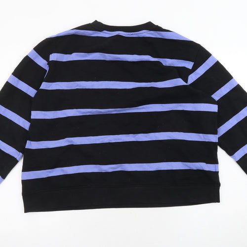 Marks and Spencer Mens Black Striped Cotton Pullover Sweatshirt Size L
