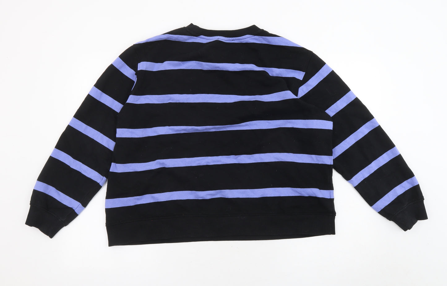Marks and Spencer Mens Black Striped Cotton Pullover Sweatshirt Size L