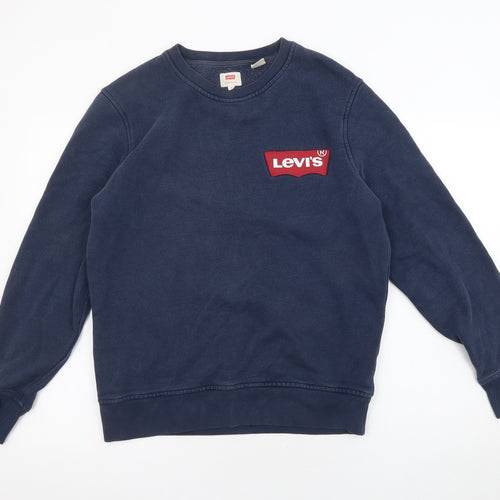 Levi's Mens Blue Cotton Pullover Sweatshirt Size M - Logo Embroidered