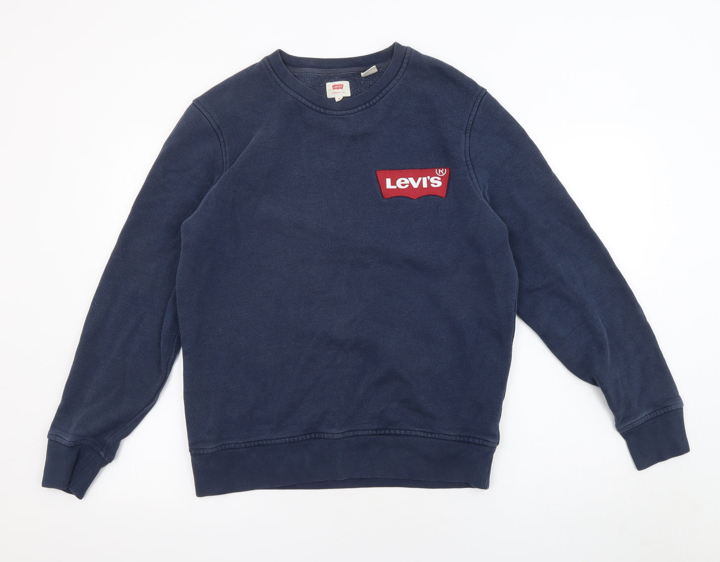 Levi's Mens Blue Cotton Pullover Sweatshirt Size M - Logo Embroidered