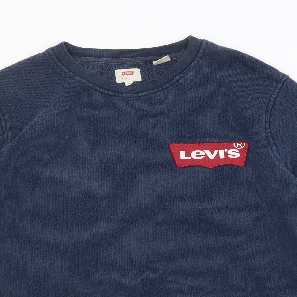Levi's Mens Blue Cotton Pullover Sweatshirt Size M - Logo Embroidered
