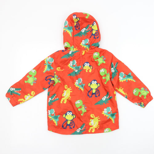 NEXT Boys Red Geometric Rain Coat Coat Size 3-4 Years Zip - Dinosaur Print, Pockets