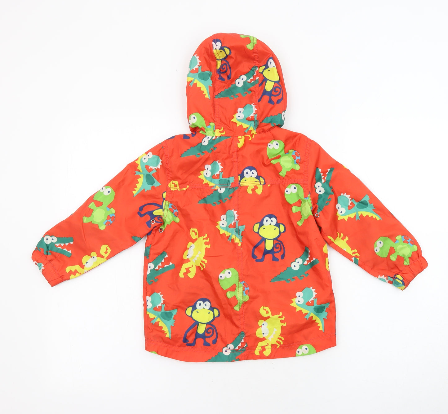 NEXT Boys Red Geometric Rain Coat Coat Size 3-4 Years Zip - Dinosaur Print, Pockets