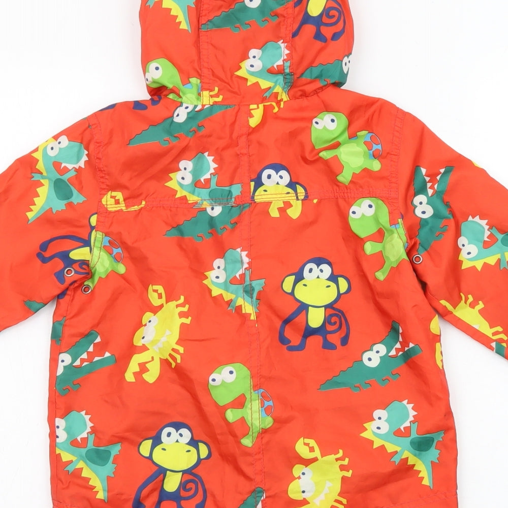 NEXT Boys Red Geometric Rain Coat Coat Size 3-4 Years Zip - Dinosaur Print, Pockets