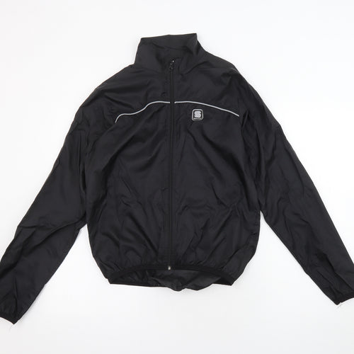 Sportful Mens Black Windbreaker Jacket Size S Zip - Logo