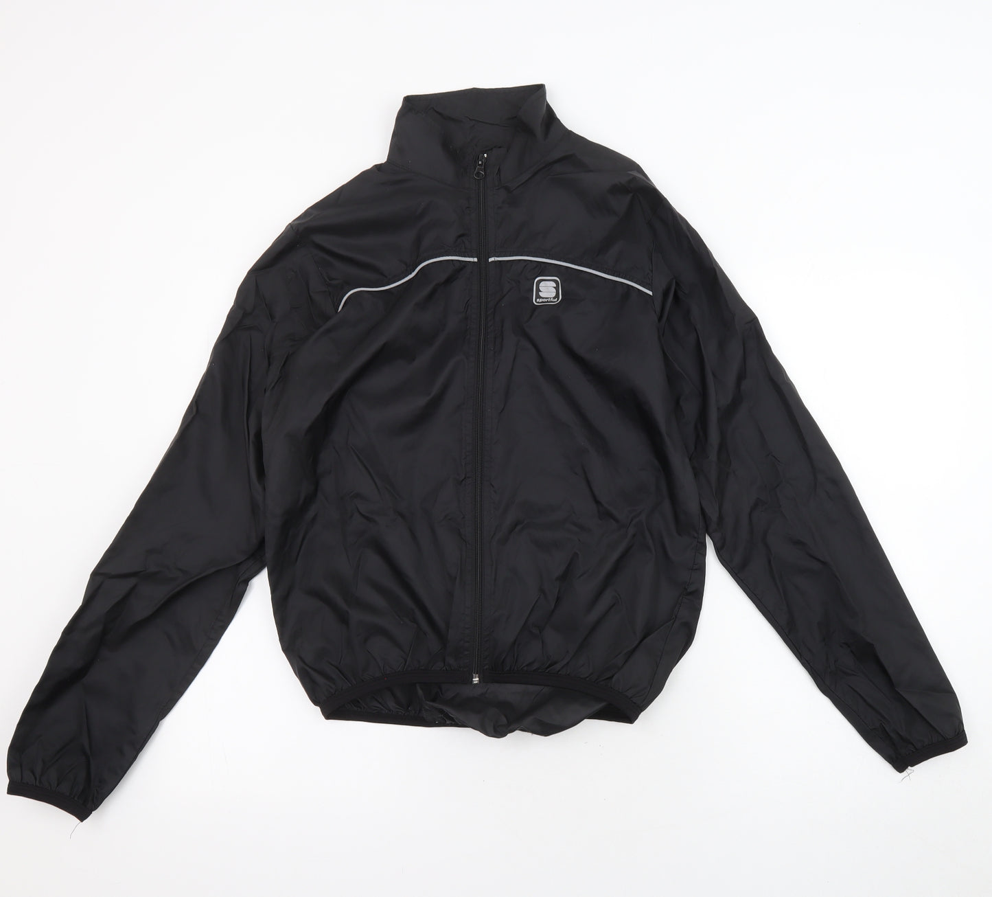 Sportful Mens Black Windbreaker Jacket Size S Zip - Logo