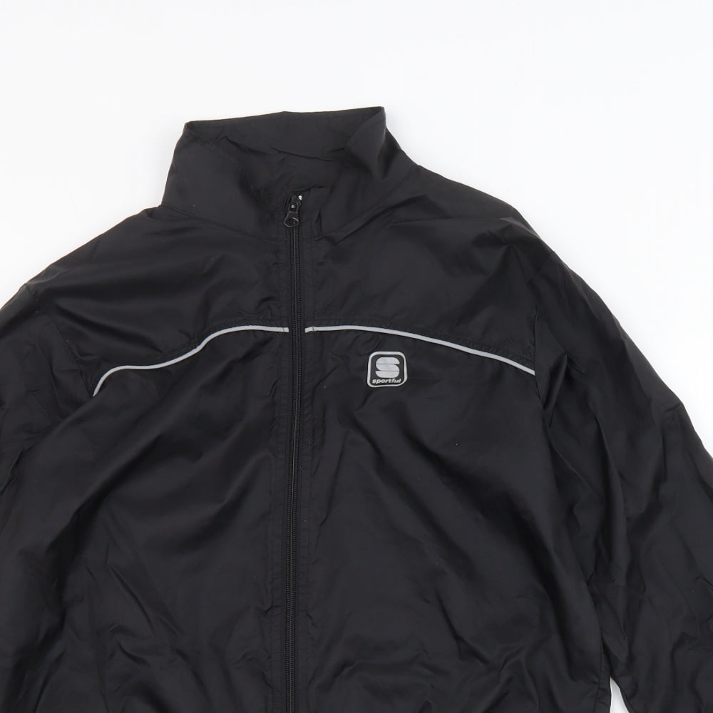 Sportful Mens Black Windbreaker Jacket Size S Zip - Logo