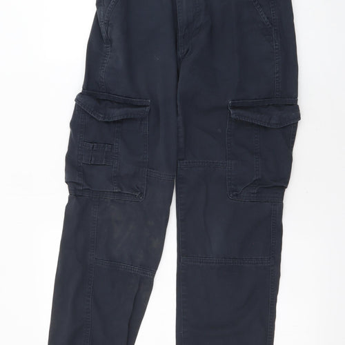 Denim & Co. Mens Blue Cotton Cargo Trousers Size 28 in L28 in Regular Zip