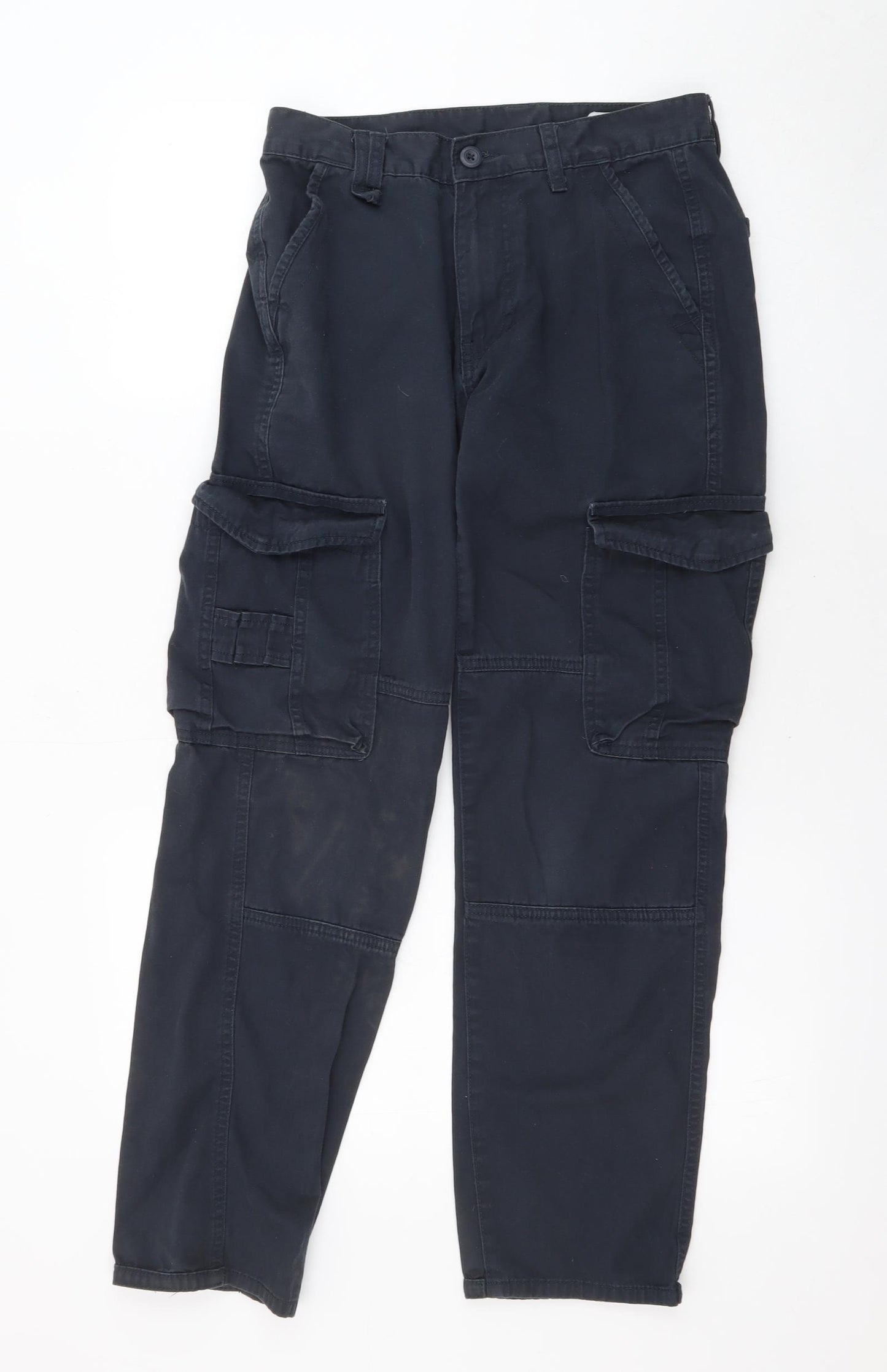 Denim & Co. Mens Blue Cotton Cargo Trousers Size 28 in L28 in Regular Zip