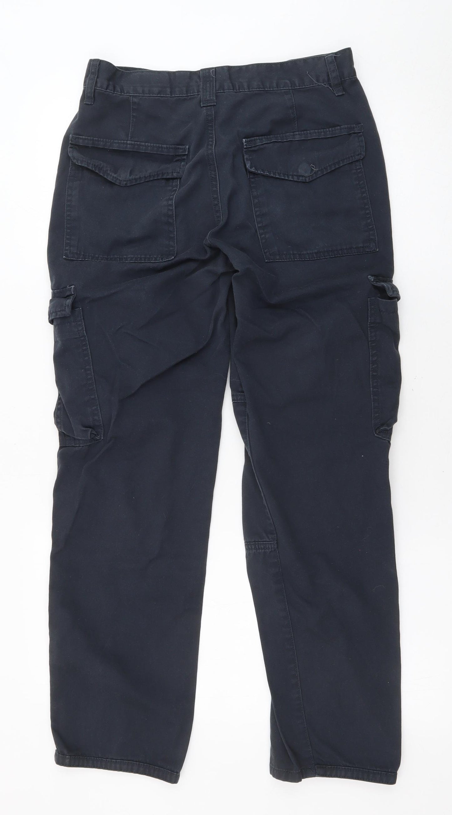 Denim & Co. Mens Blue Cotton Cargo Trousers Size 28 in L28 in Regular Zip