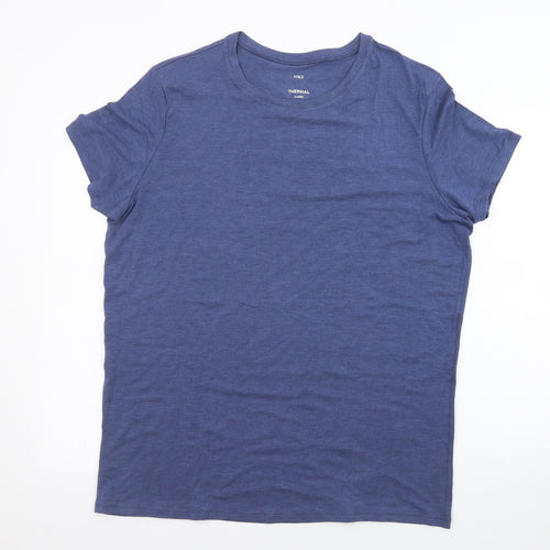 Marks and Spencer Mens Blue Acrylic T-Shirt Size XL Crew Neck - Thermal Top