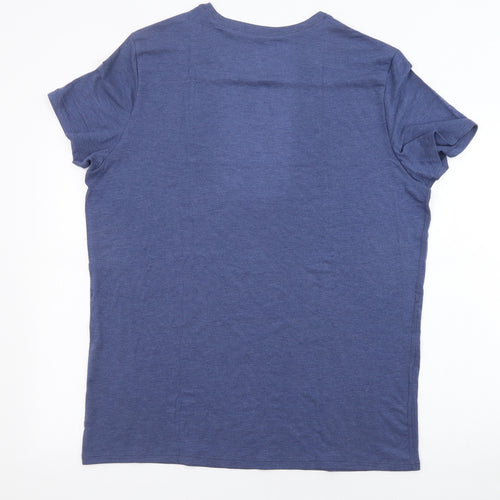 Marks and Spencer Mens Blue Acrylic T-Shirt Size XL Crew Neck - Thermal Top
