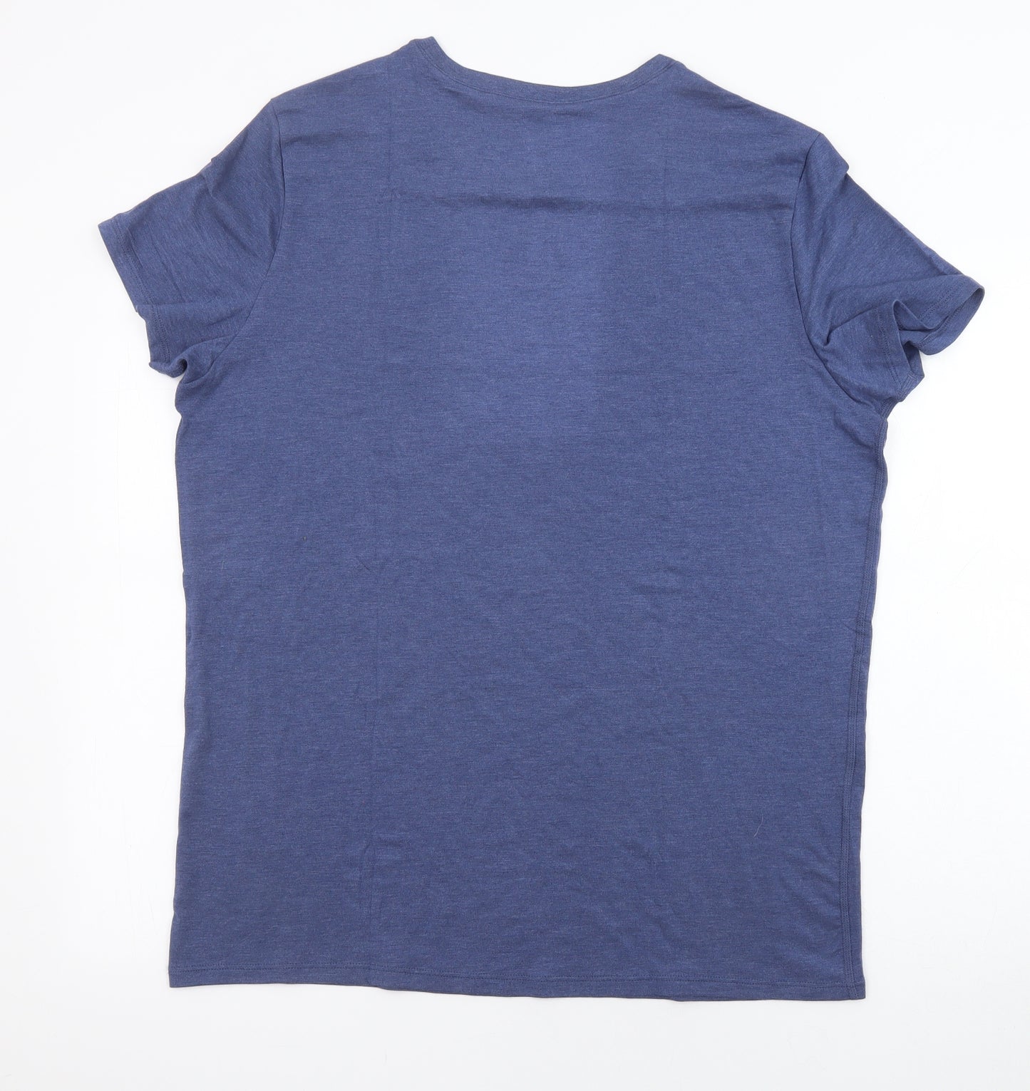 Marks and Spencer Mens Blue Acrylic T-Shirt Size XL Crew Neck - Thermal Top