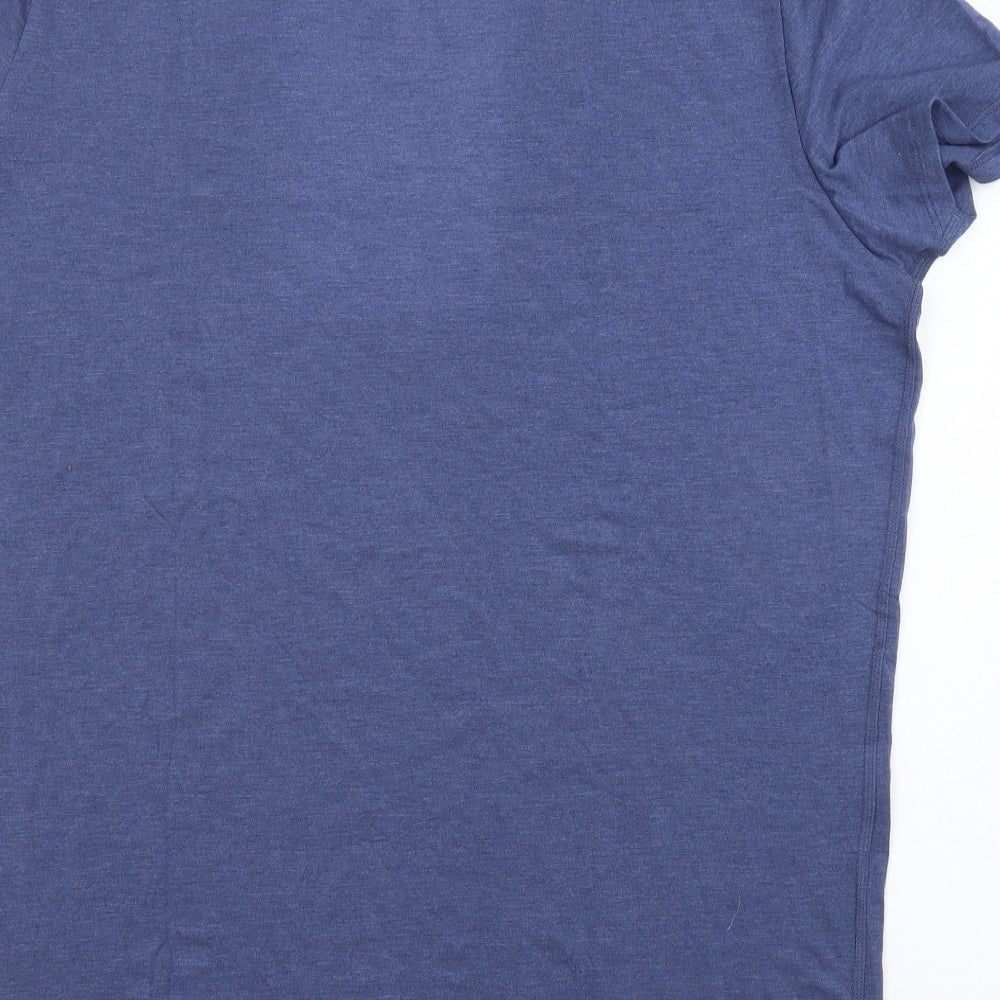 Marks and Spencer Mens Blue Acrylic T-Shirt Size XL Crew Neck - Thermal Top