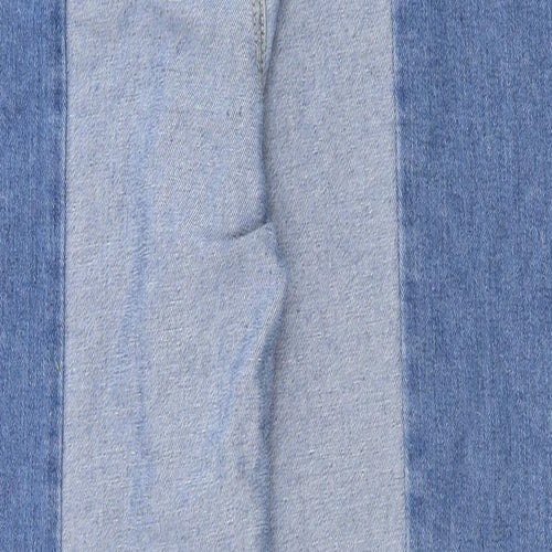Missguided Womens Blue Cotton Straight Jeans Size 14 L29 in Regular Zip - Raw Hems