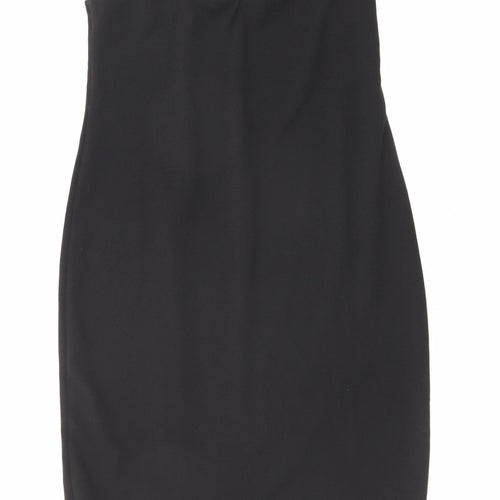 Zara Womens Black Polyester Slip Dress Size 6 Cowl Neck Pullover