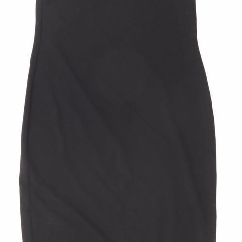 Zara Womens Black Polyester Slip Dress Size 6 Cowl Neck Pullover
