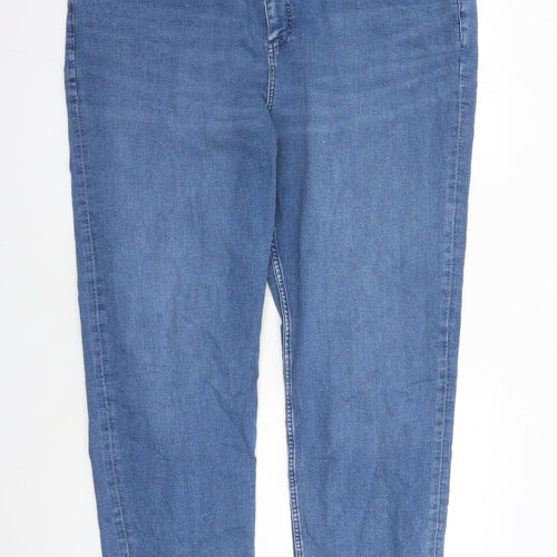 Marks and Spencer Womens Blue Polyester Straight Jeans Size 24 L32 in Regular Zip