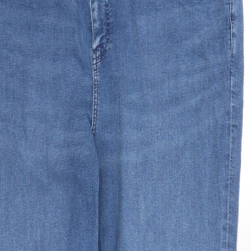 Marks and Spencer Womens Blue Polyester Straight Jeans Size 24 L32 in Regular Zip