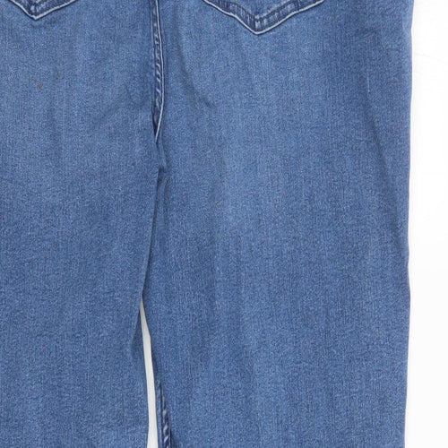 Marks and Spencer Womens Blue Polyester Straight Jeans Size 24 L32 in Regular Zip