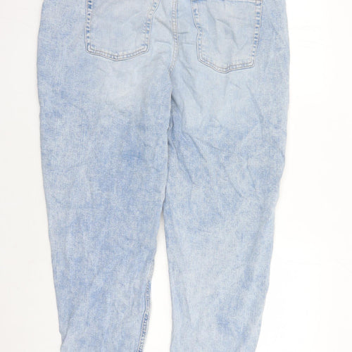 Marks and Spencer Womens Blue Cotton Mom Jeans Size 18 L28 in Regular Zip