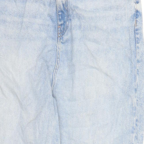 Marks and Spencer Womens Blue Cotton Mom Jeans Size 18 L28 in Regular Zip