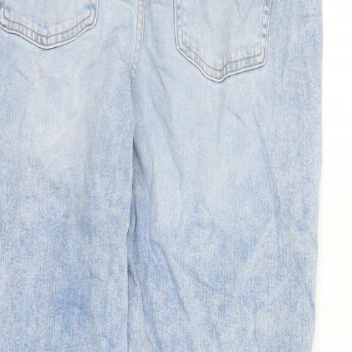 Marks and Spencer Womens Blue Cotton Mom Jeans Size 18 L28 in Regular Zip