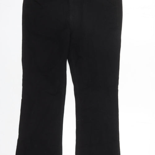 Marks and Spencer Womens Black Cotton Bootcut Jeans Size 12 L30 in Regular Zip