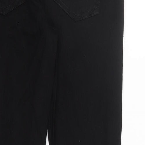 Marks and Spencer Womens Black Cotton Bootcut Jeans Size 12 L30 in Regular Zip