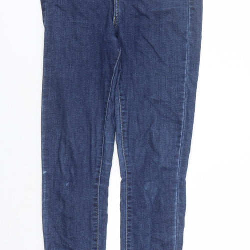 PRETTYLITTLETHING Womens Blue Cotton Skinny Jeans Size 6 L27 in Regular Zip