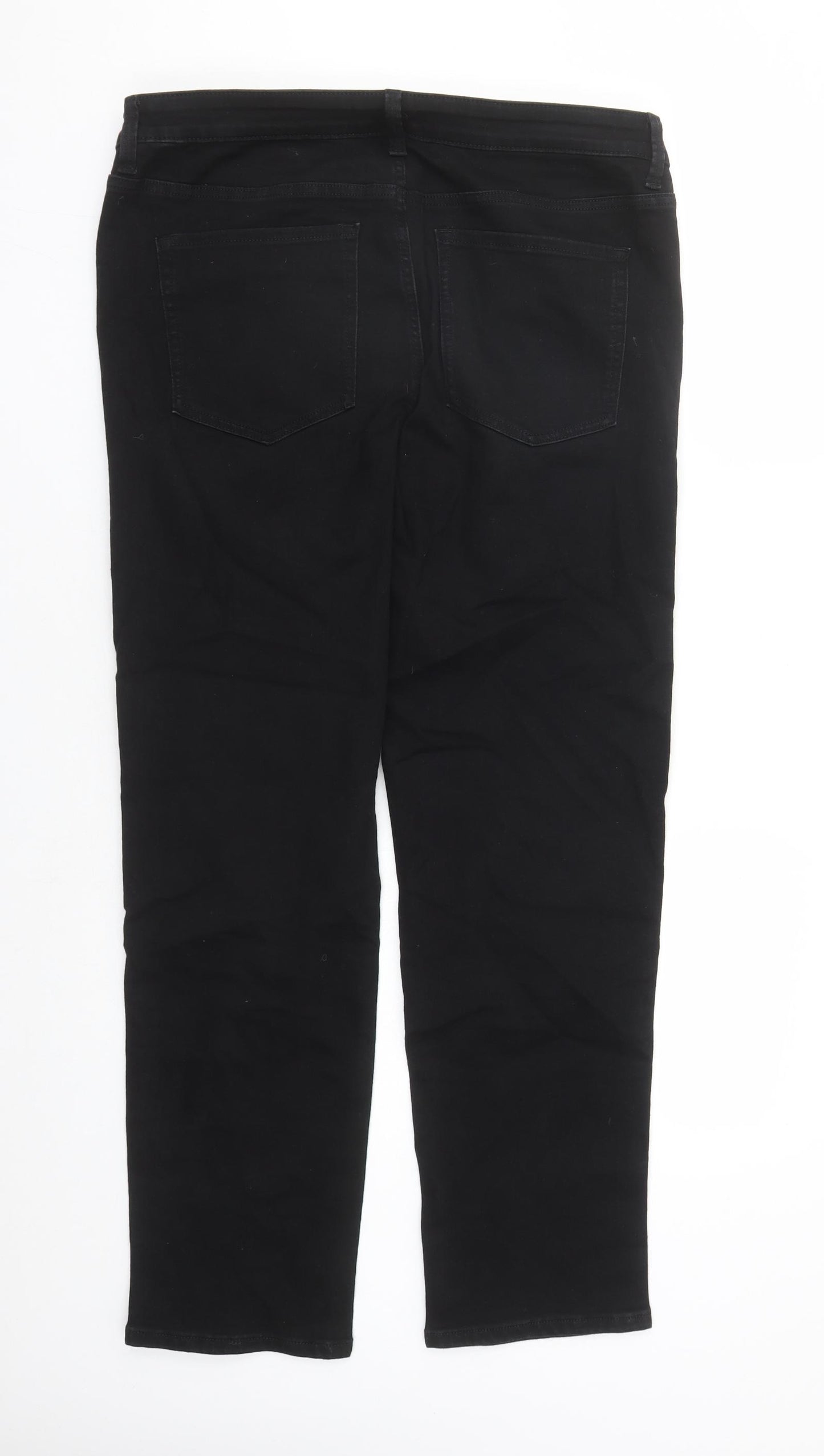 marks and Womens Black Cotton Straight Jeans Size 16 L29 in Regular Zip