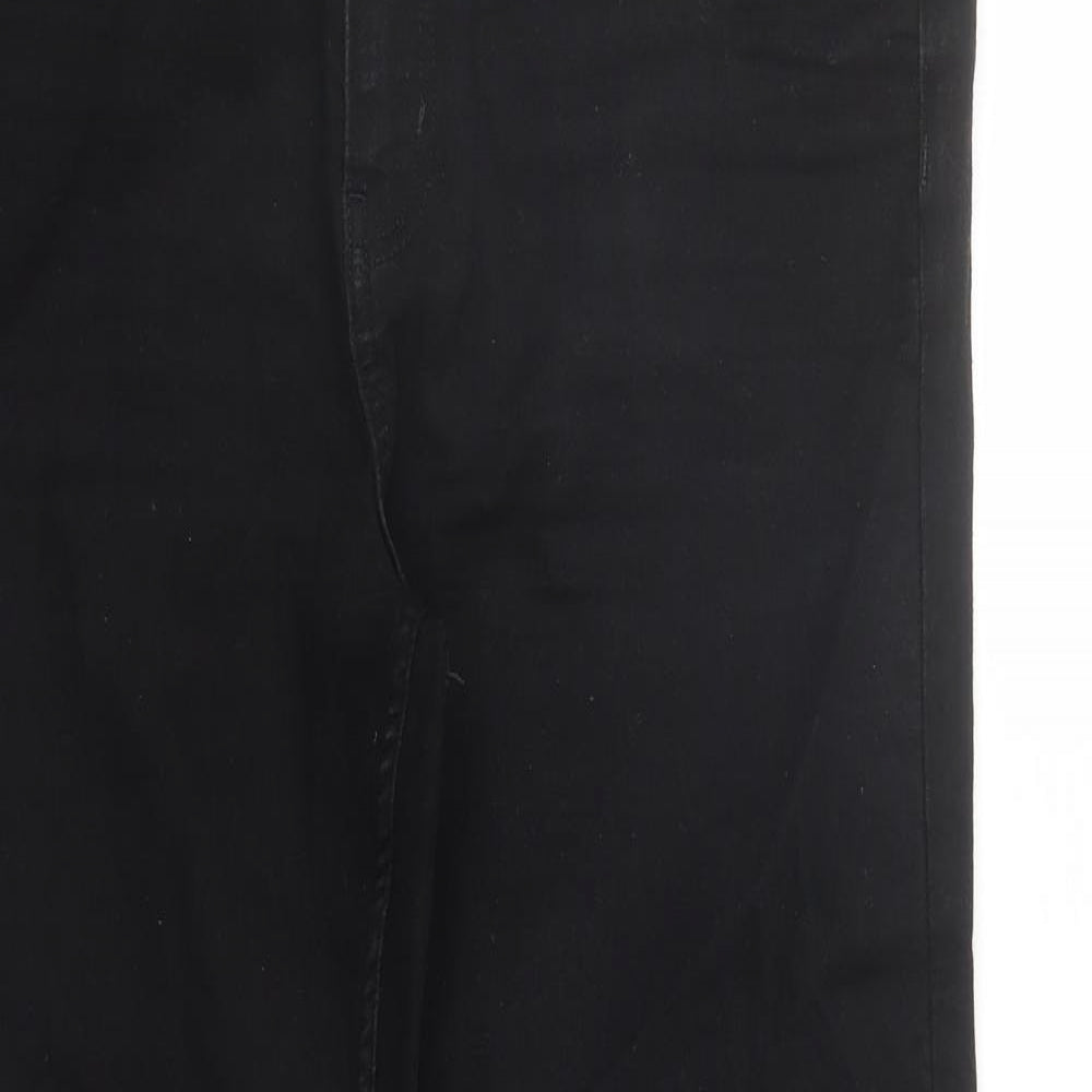 marks and Womens Black Cotton Straight Jeans Size 16 L29 in Regular Zip