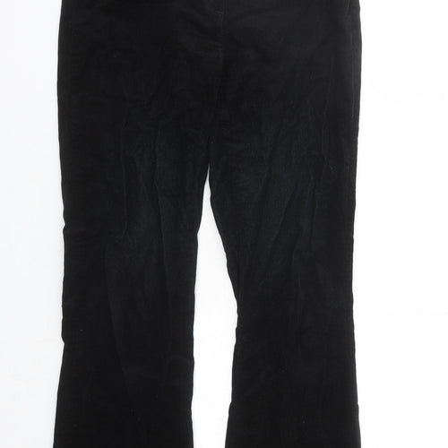 Per Una Womens Black Cotton Trousers Size 10 L30 in Regular Zip