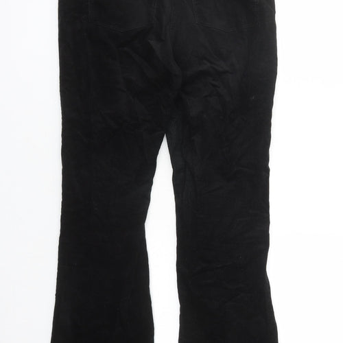 Per Una Womens Black Cotton Trousers Size 10 L30 in Regular Zip