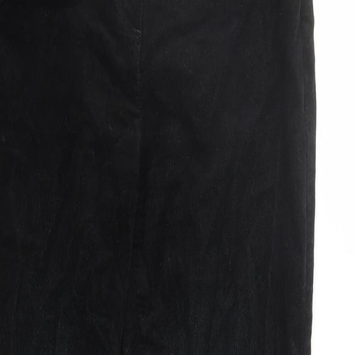 Per Una Womens Black Cotton Trousers Size 10 L30 in Regular Zip