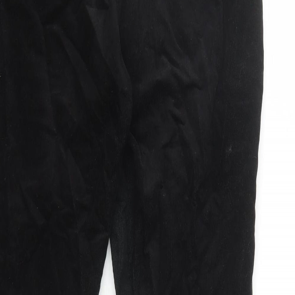 Per Una Womens Black Cotton Trousers Size 10 L30 in Regular Zip
