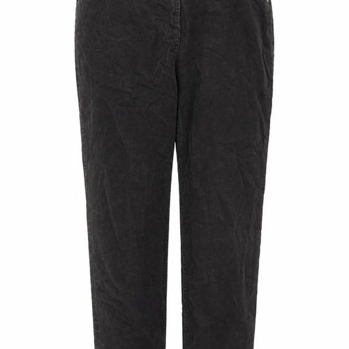Classic Womens Brown Cotton Trousers Size 12 L26 in Regular Zip