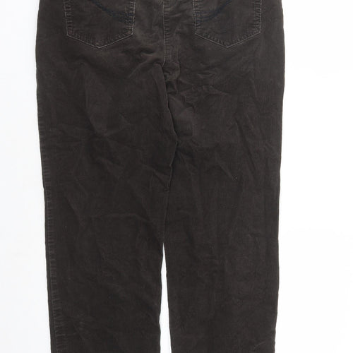 Classic Womens Brown Cotton Trousers Size 12 L26 in Regular Zip