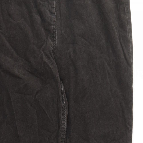 Classic Womens Brown Cotton Trousers Size 12 L26 in Regular Zip