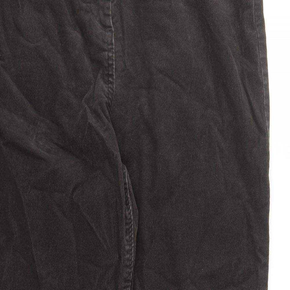 Classic Womens Brown Cotton Trousers Size 12 L26 in Regular Zip