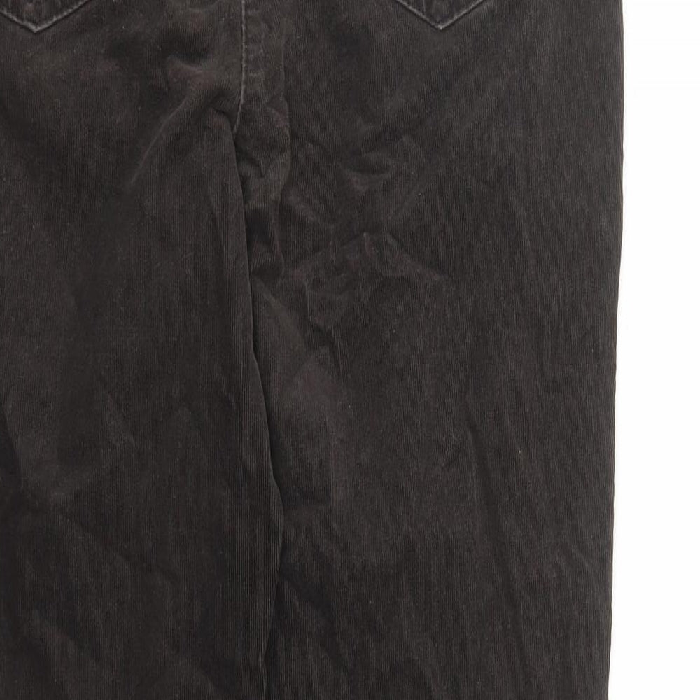 Classic Womens Brown Cotton Trousers Size 12 L26 in Regular Zip