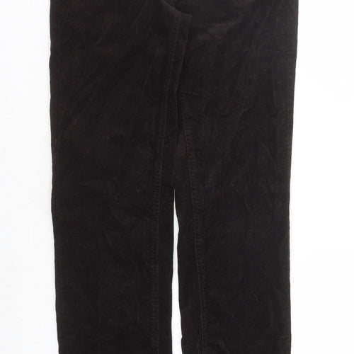 Marks and Spencer Womens Brown Cotton Trousers Size 8 L31 in Regular Zip